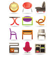 Contemporary home furniture icons set vector image