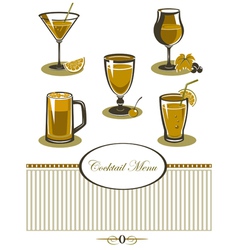 Drinks icons set orange menu vector image