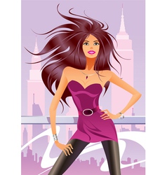 Fashion girl is dancing at a party vector image