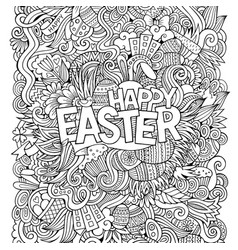 Cartoon hand-drawn doodles happy easter background Cartoon hand-drawn doodles happy easter background vector image