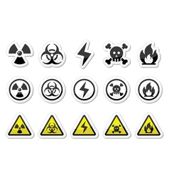 Danger risk warning icons set vector image