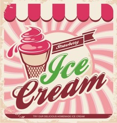 Ice cream retro poster vector image