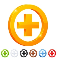 Set of 7 plus symbol in different colors vector image