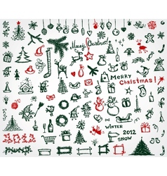 Christmas icons sketch drawing for your design vector image
