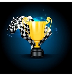 Golden Trophy and Flag vector image
