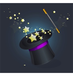 Magic hat on black vector image