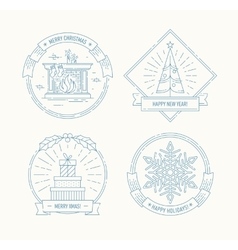 Merry Christmas and Happy New Year badges set vector image