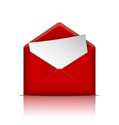 Red open envelope with paper vector image