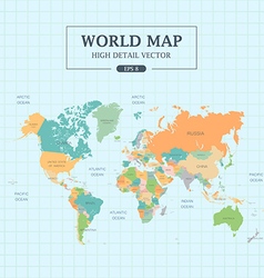 World Map Full Color High Detail vector image