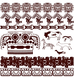 Set of ancient American ornaments vector image