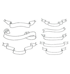 Collection of hand drawn ribbons vector image