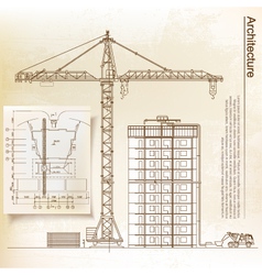 Architectural background with a crane vector image
