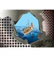Steel background with warship vector image