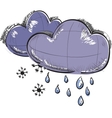 Two clouds with snowflakes and rain drops vector image