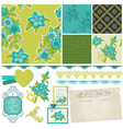 Scrapbook Design Elements - Blue Flowers vector image