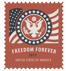 Usa postage stamp with the eagle and american flag vector image