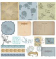 Design elements - Vintage Bird and Peony Set vector image