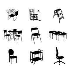 Silhouettes of furniture set black color vector image