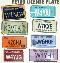 Retro licence plates vector image