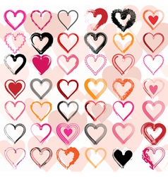 Set of scribble hearts with grungy texture vector image