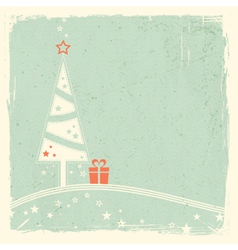 Christmas tree with present and stars vector image