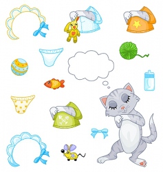 Sleeping kitten boy vector image