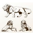 Heraldic animals lions old isolated vector image