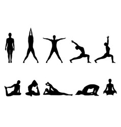 Yoga silhouettes vector image