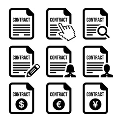 Business or work contract signing icons set vector image