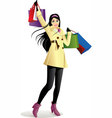Shopping Girl in Yellow Shopping Girl in Yellow vector image