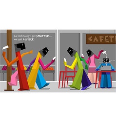 Modern life-style of people ignoring each vector image