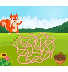 Help squirrel to find way to pinecone in the maze vector image