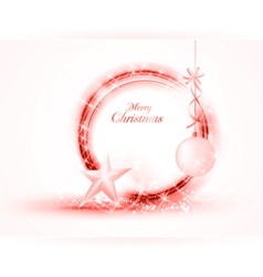 Circular red Christmas frame with star and bauble vector image