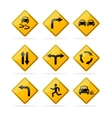 Yellow road traffic signs set vector image