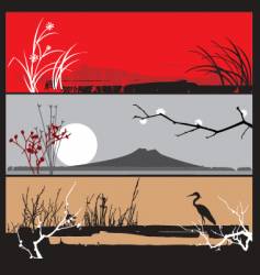 Oriental landscape panels vector image