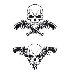 Skull with revolvers vector image