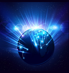 Planet earth in the bright rays of light vector image