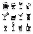 Drink alcohol beverage icons set vector image