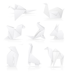 Set icons origami paper animals vector image