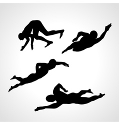 Set of Silhouettes of Swimmers vector image