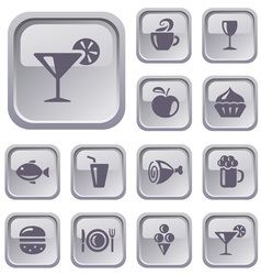 Food and drinks buttons vector image