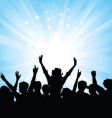 Crowd on starburst background vector image