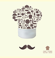 Kitchen tool icons on chef hat concept vector image