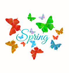 Spring background with butterflies machaons vector image