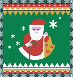Color ornamental print with Santa vector image