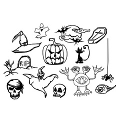 Set with halloween doodles Set with halloween doodles vector image