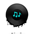Melted vinyl record with musical notes vector image