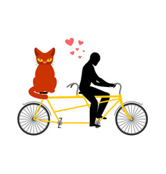 cat lover on tandem my kitty lovers of cycling vector image vector image