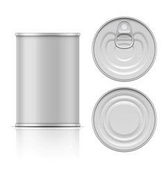 Tin can with ring pull side top and bottom view vector image