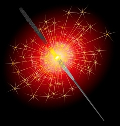 Sparkler on a red-black background vector image